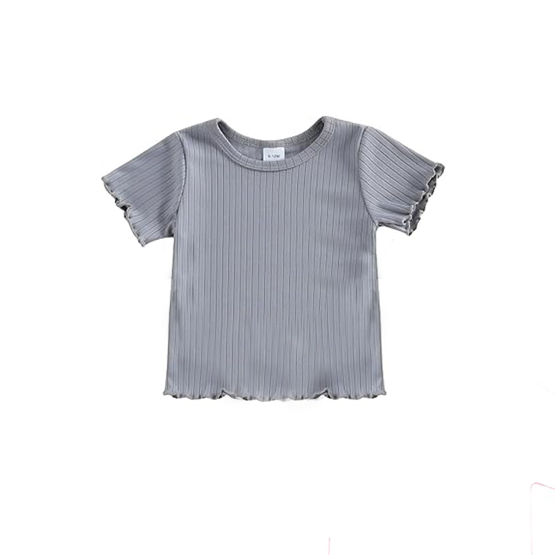 ( Moq 5 ) Preorder Baby Kids Grey Short Sleeves Tee Summer Shirt Tops