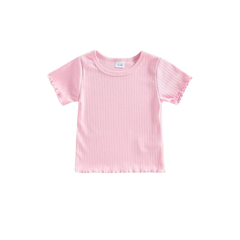 ( Moq 5 ) Preorder Baby Kids Pink Short Sleeves Tee Summer Shirt Tops