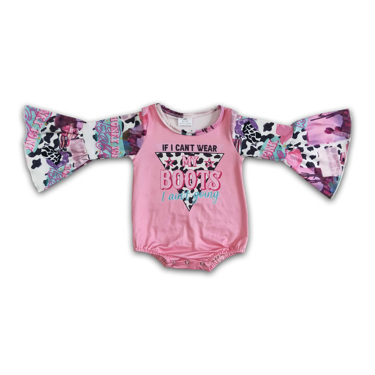 7.12 RTS NO MOQ Baby Girls Bodysuit LR0004 Western Boots Long Sleeve Rompers