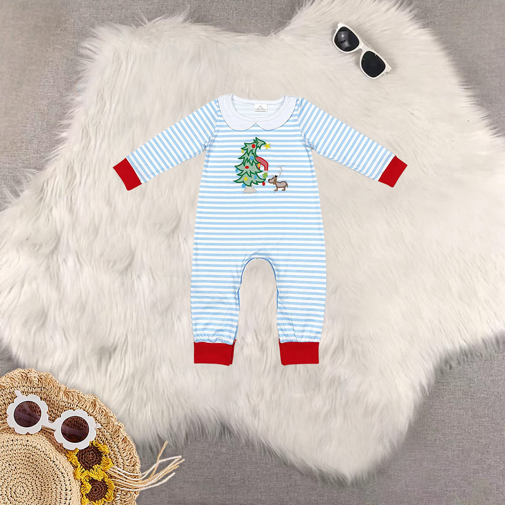 7.7 RTS NO MOQ Sibling Girls Boys Christmas Tree Dog Top Pants Clothes Sets