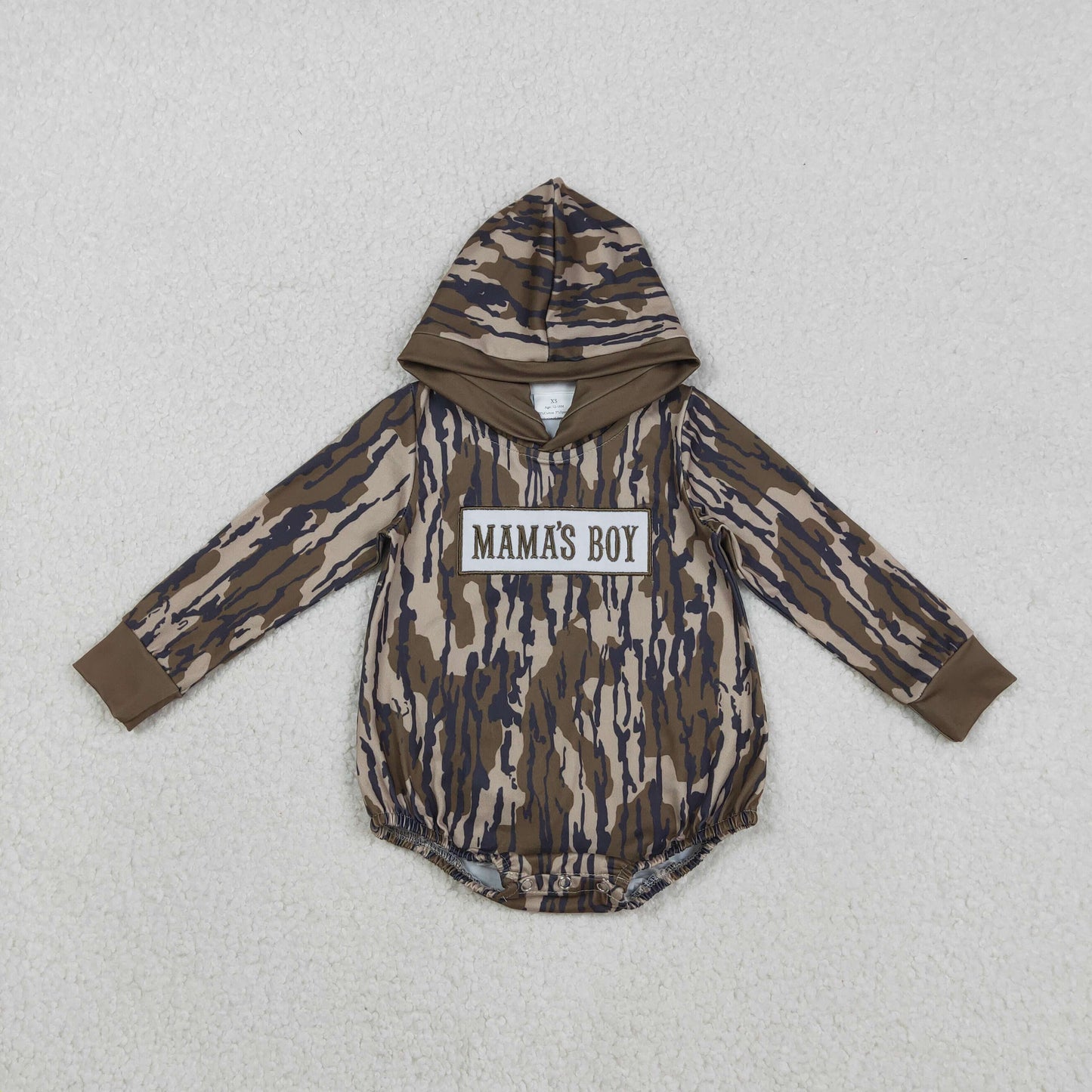 RTS Sibling Baby Boys Kids Long Sleeves Embroidery Mama's Boy Camo Romper Set