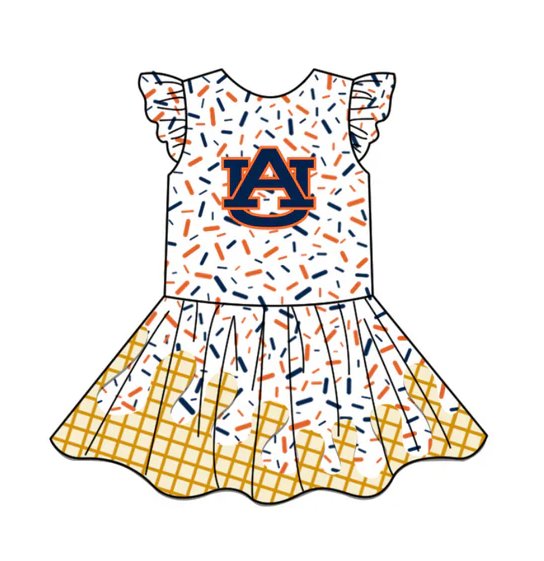 4.24 Preorder (moq 5)Baby Girls Team Ice Cream Drips AU Knee Length Dresses
