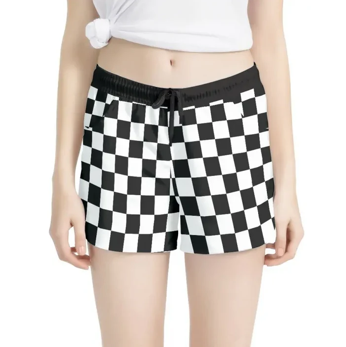 5.5 Preorder(moq 5) Adult Women Summer Black Checkered Shorts Bottoms