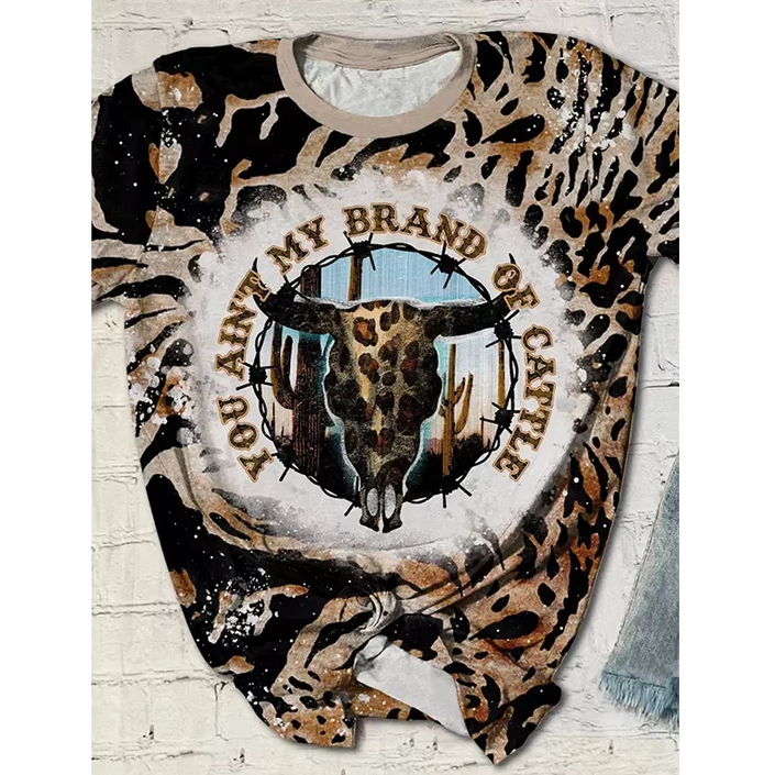 5.5 Preorder moq 5 Adult Women Western You Ain't my brand of cattle Bleached Tee Shirts Tops
