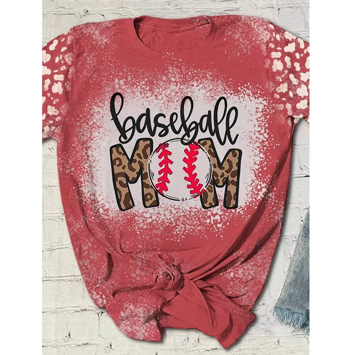 5.5 Preorder moq 5 Adult Women Western Baseball Mom Bleached Tee Shirts Tops