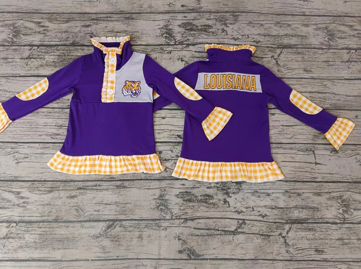 5.8 Baby Girls Team Purple Tiger Pullover Shirt Tee Shirts preorder(moq 5)