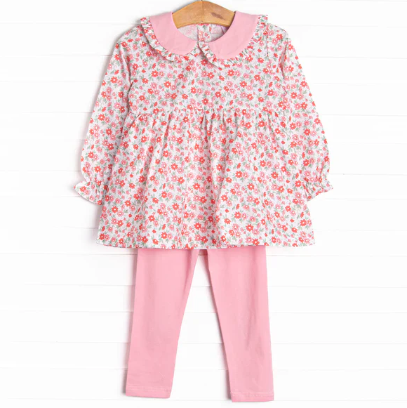 5.9 Baby Girls Pink Floral Tunic Top Leggings Set