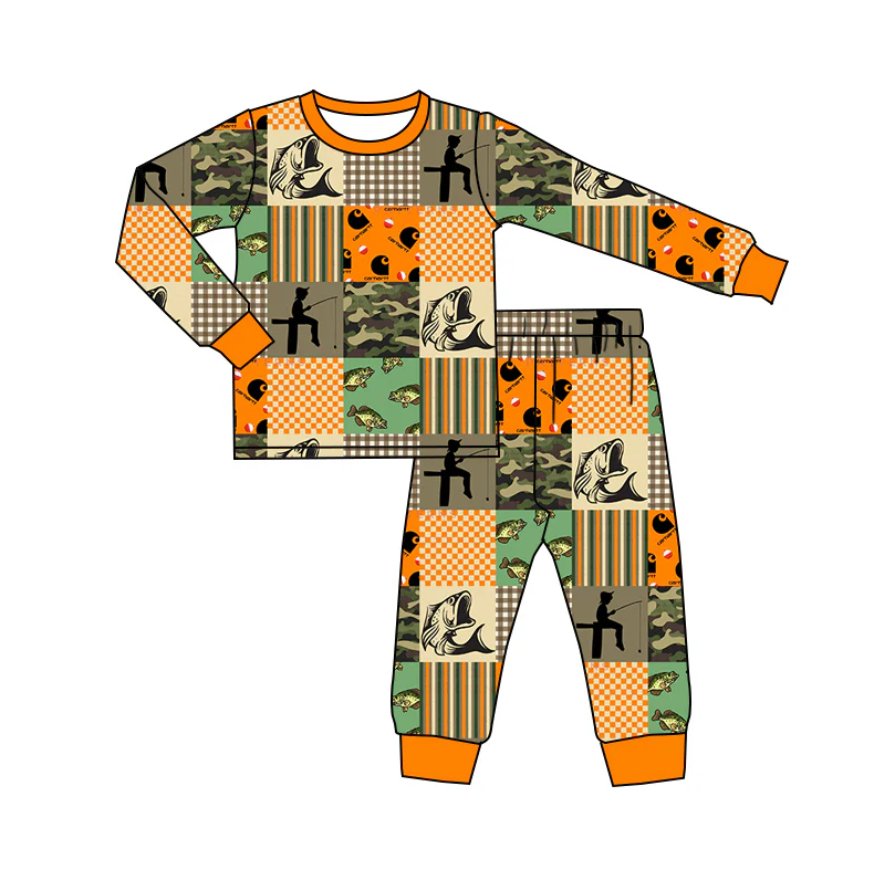 5.9 MOQ 5 Baby Boys Hunting Fishing Two Piece Pajama Set