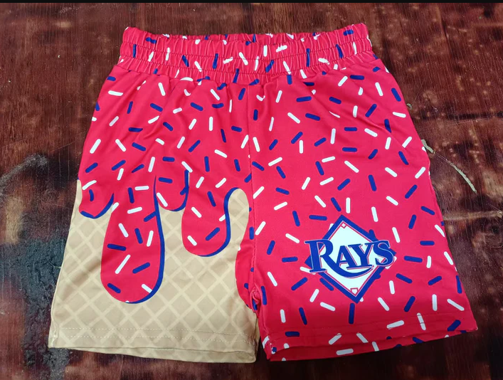 5.12 Preorder moq 5 Baby Boys Red Ice Cream Rays Team Shorts Bottoms