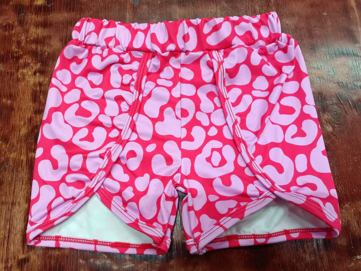 5.12 Preorder moq 5 Baby Girls Pink Leopard Ruffle Shorts Bottoms