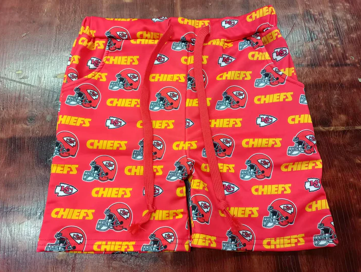 5.12 Preorder moq 5 Baby Boys Red Hats Chiefs Pockets Team Shorts Bottoms With Belt