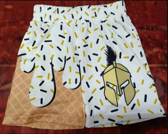 5.12 Preorder moq 5 Baby Boys Ice Cream Drip Helmets Team Shorts Bottoms
