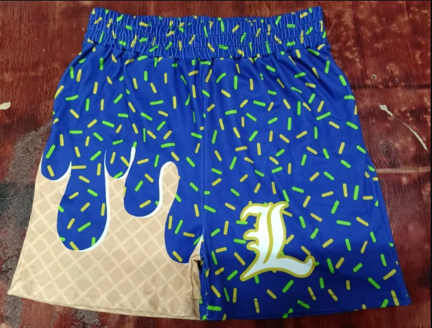 5.12 Preorder moq 5 Baby Boys Hot Blue Ice Cream Drip L Team Shorts Bottoms