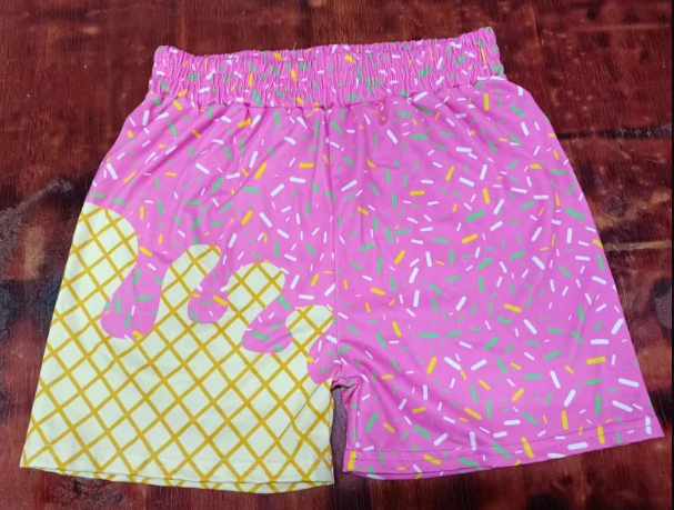 5.12 Preorder moq 5 Baby Boys Light Pink Ice Cream Drip Team Shorts Bottoms
