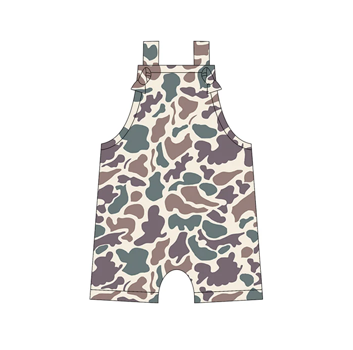 5.14 Preorder moq 5 Baby Boys Straps Grey Camouflage Rompers