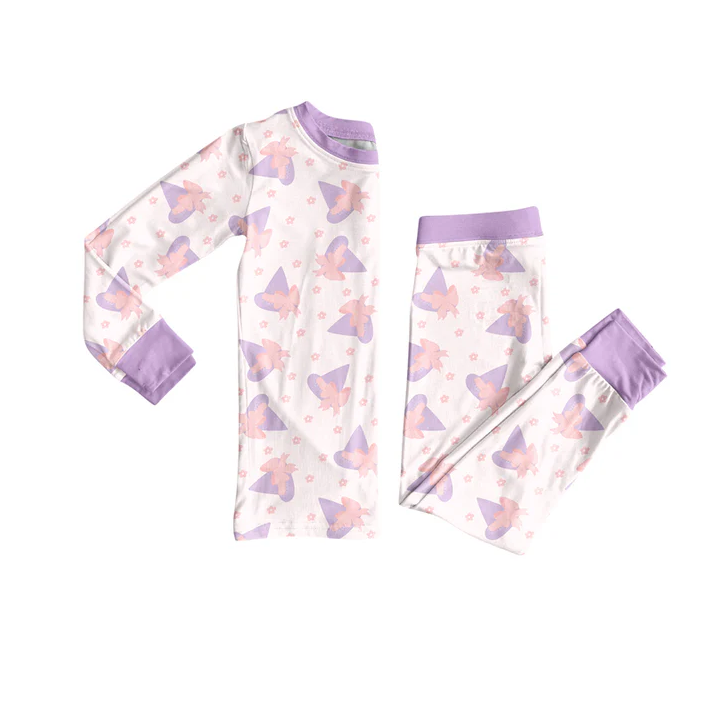 6.2 Preorder (moq 5)Baby Girls Long Sleeves Lavender Magic Hats Stars Top Pant Pajamas Sets