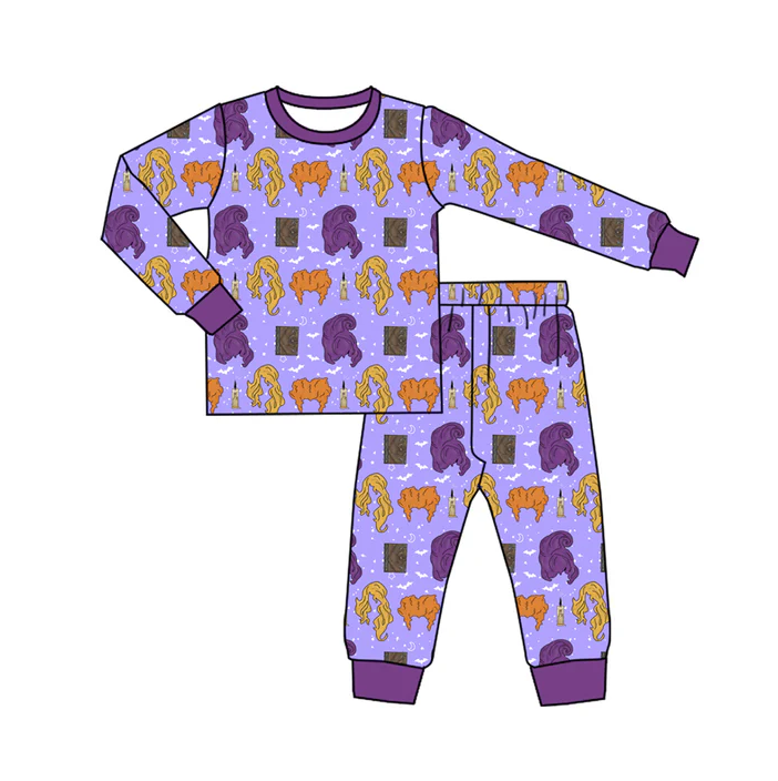 6.6 Preorder (moq 5)Baby Boys Long Sleeves Purple Hair Plaid Top Pant Pajamas Set