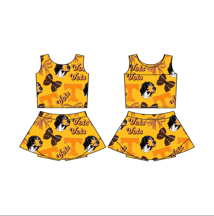 6.12 Preorder (moq 5)Baby Girls T Vols Team Sleeveless Top Skorts Sets