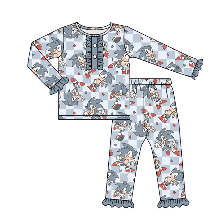 6.13 Baby Girls Cartoon Plaid Pajamas Clothes Sets preorder(moq 5)