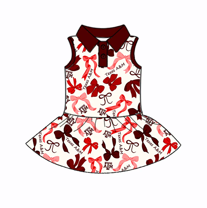 6.20 Preorder (moq 5)Baby Girls Sleeveless Red Bows Plaid ATM Button Team Knee Length Dresses