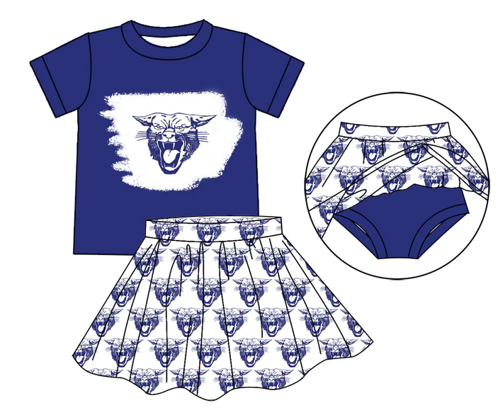 6.21 Preorder (moq 5)Baby Girls Lovington Wildcats Top Bummie Skorts Team Sets