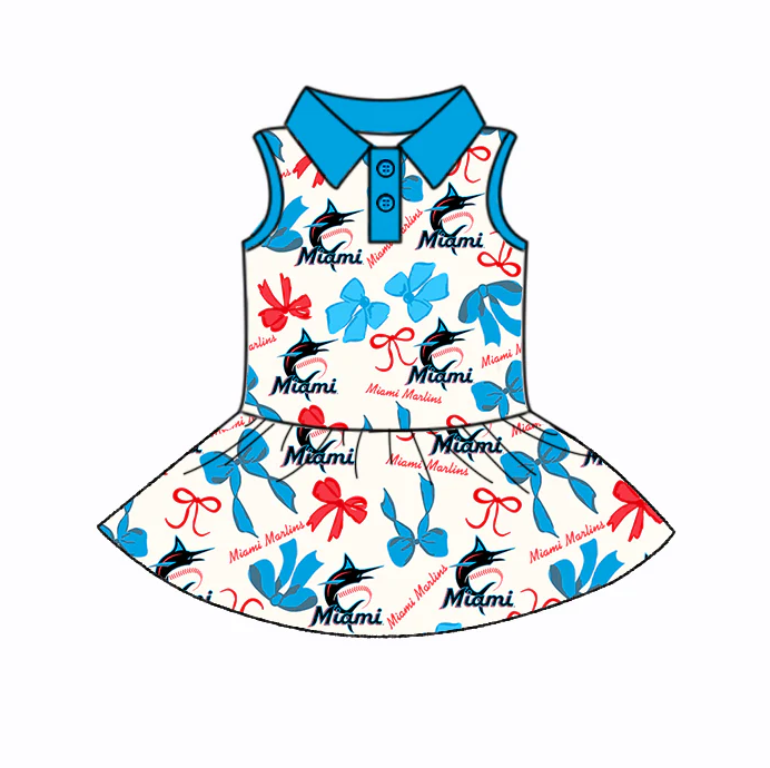 6.26 Preorder (moq 5)Baby Girls Sleeveless Bows Plaid Miami Button Team Knee Length Dresses