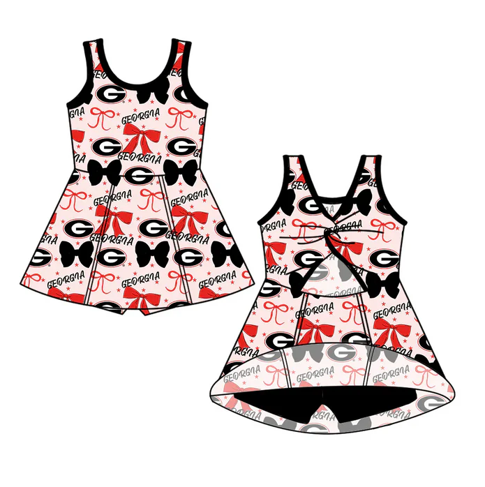 6.28 Preorder (moq 5)Baby Girls Georgia Bows Team Cheer Straps Dresses