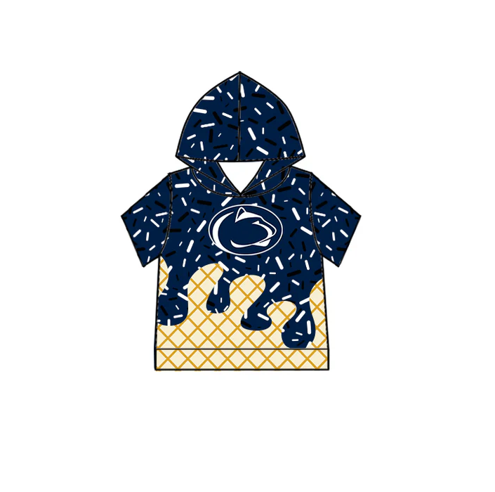 7.2 Preorder (moq 5)Baby Boys Navy Cheetah Short Sleeves Drip Team Hoodies Top