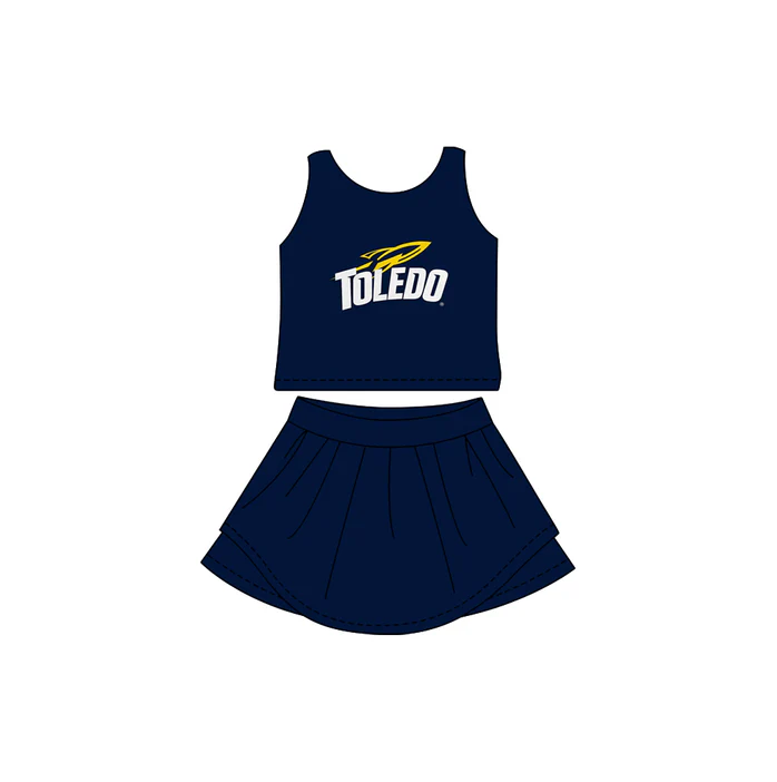 7.3 Preorder (moq 5)Baby Girls Navy Toledo Sleeveless Top Skorts Team Sets