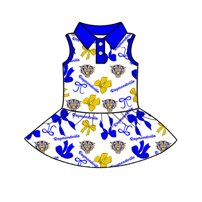 7.3 Preorder (moq 5)Baby Girls Sleeveless Raymondville Bows Plaid Button Team Knee Length Dresses