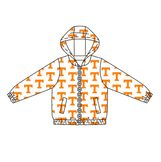 7.14 Preorder (moq 5)Baby Boys Long Sleeves Orange T Plaid Pockets Zipper Hoodies Top