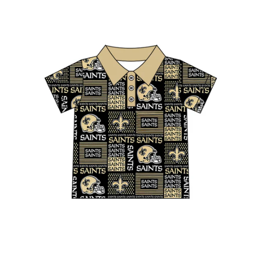7.26 Preorder(moq 5)Baby Boys Saints Team Short Sleeve Tee Pullovers Polo Shirts Tops