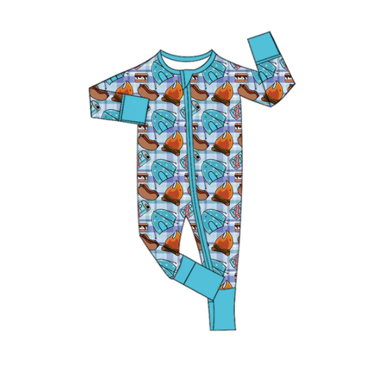 7.31 Preorder(moq 5)Baby Infant Boys Long Sleeves Camping Food Zipper Rompers
