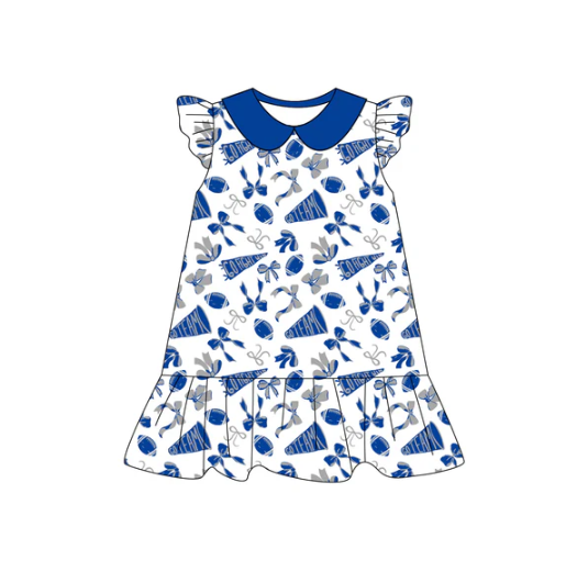 8.5 Preorder (moq 5)Baby Girls Light Blue flutter sleeve Team Knee Length Dresses