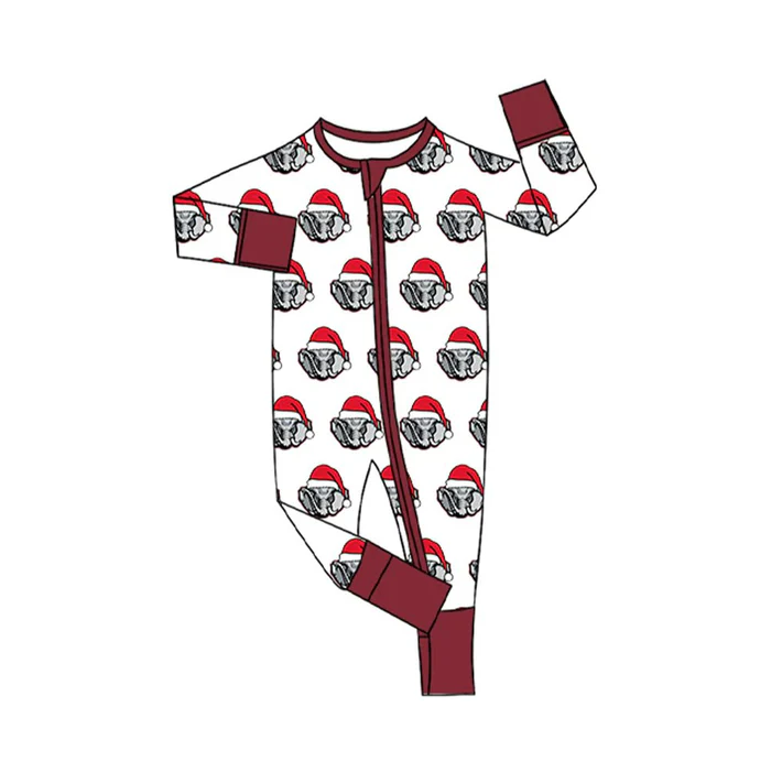 8.12 Preorder(moq 5)Baby Infant Alabama Team Christmas Zipper Footie Rompers