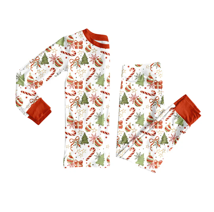 8.13 Preorder(moq 5) Baby Boys Christmas Gifts Candy Cane Top Pants Lounge Wear Pajamas Sets