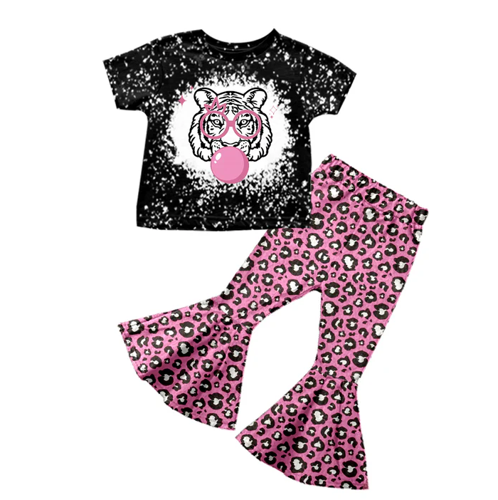 8.16 Baby Girls Tiger Pink Leopard Bell Pants Clothing Sets preorder(moq 5)