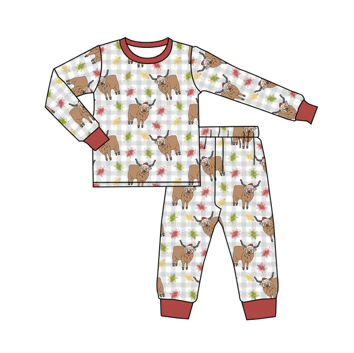 8.16 Baby Kids Christmas Cow Pajamas Clothing Sets preorder(moq 5)