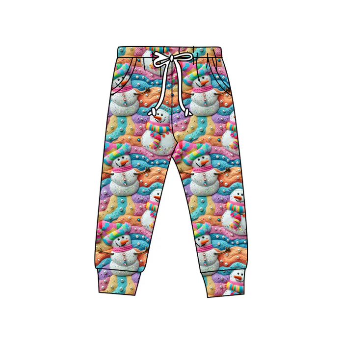 8.18 Preorder(moq 5) Baby Kids Christmas Snowmen Jogger Pants
