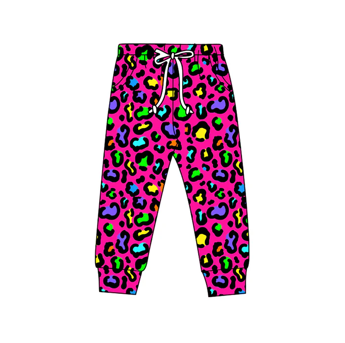 8.18 Preorder(moq 5) Baby Kids Colorful Leopard Jogger Pants