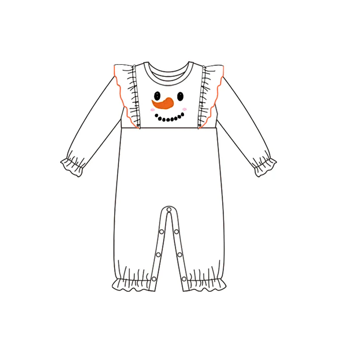 8.18 Snowman Baby Girls Ruffle Rompers preorder(moq 5)
