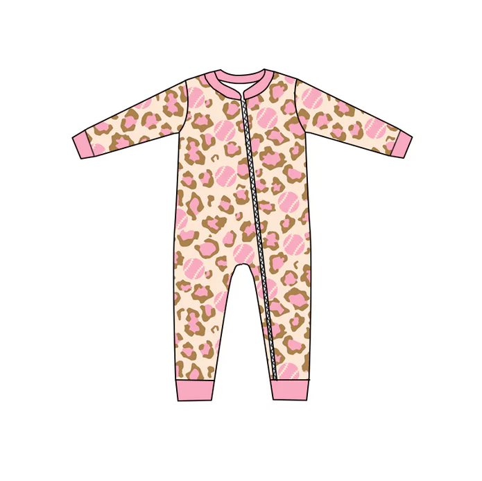 8.18 Pink Leopard Baby Girls Pink Zip Rompers preorder(moq 5)