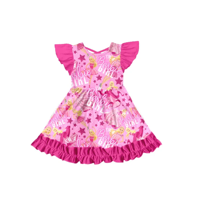 8.19 Baby Girls Flutter Sleeve Doll Pink Dresses preorder(moq 5)