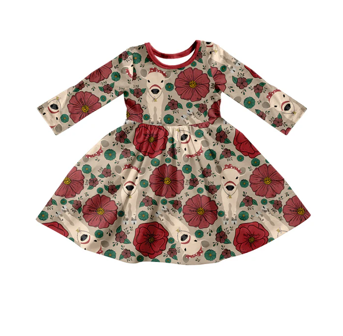 8.19 Baby Girls Christmas Ghot Flowers Ruffle Dresses preorder(moq 5)