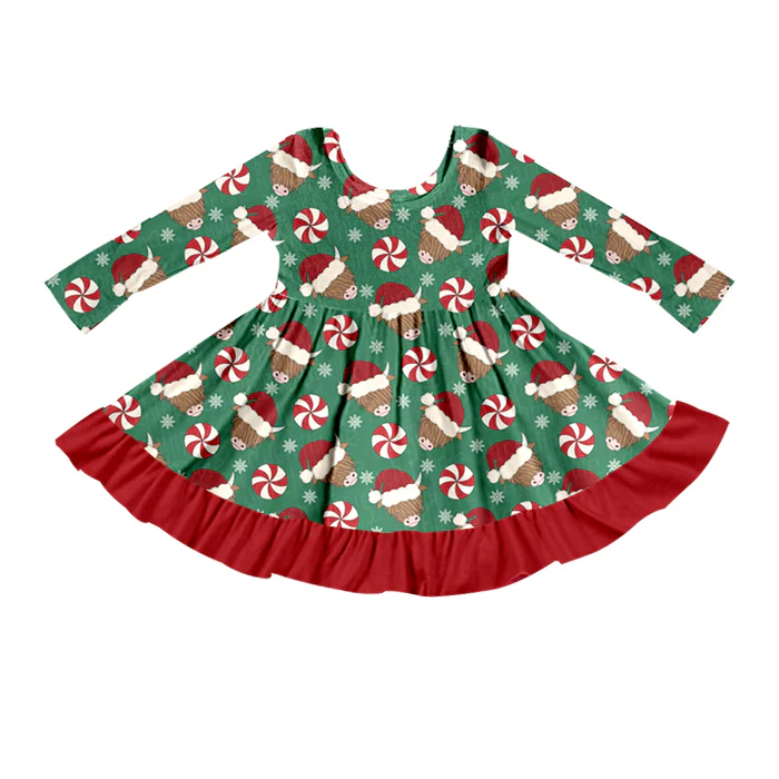 8.19 Baby Girls Christmas Cow Hats Ruffle Dresses preorder(moq 5)