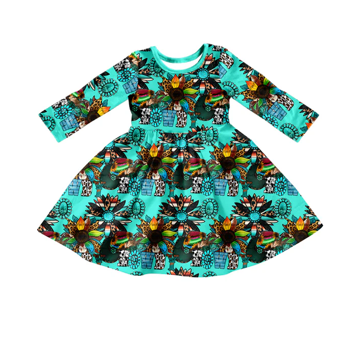 8.19 Baby Girls Howdy Flowers Twirl Dresses preorder(moq 5)