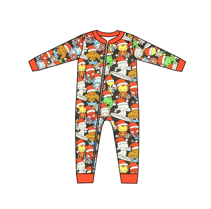 8.21 Baby Girls Christmas Cartoon Red Zip Rompers preorder(moq 5)