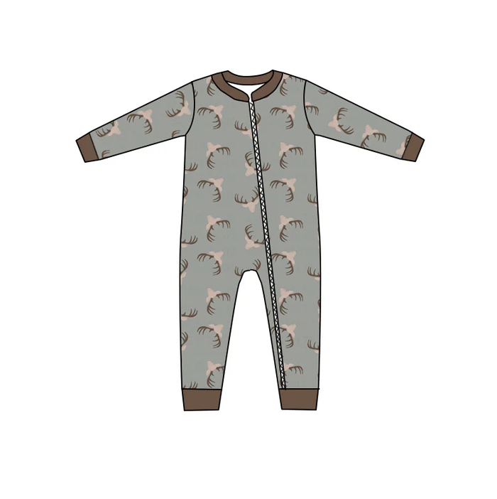 8.21 Baby Boys Deer Head Zip Rompers preorder(moq 5)