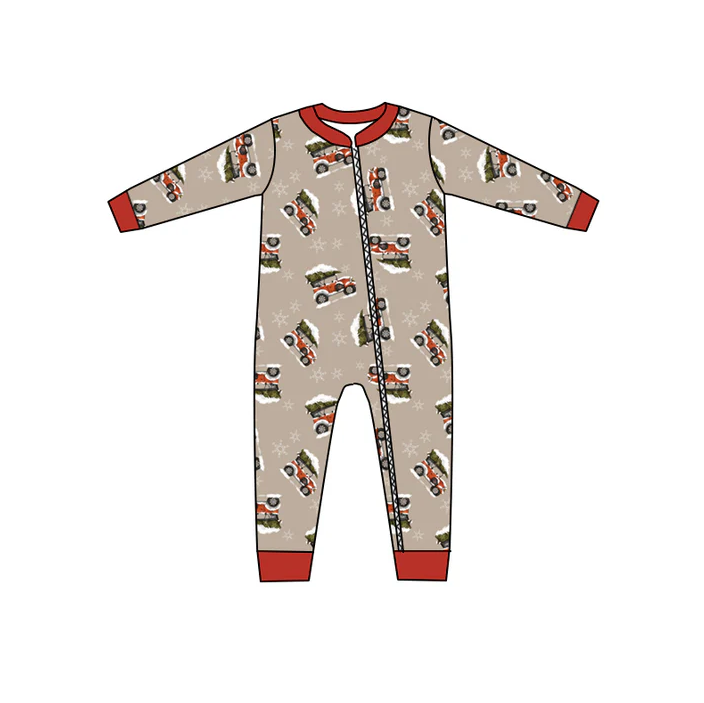 8.21 Baby Girls Christmas Tree Car Zip Rompers preorder(moq 5)