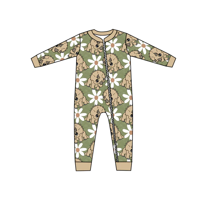 8.21 Dinosaur Flowers Baby Infant Long Sleeve Rompers preorder(moq 5)